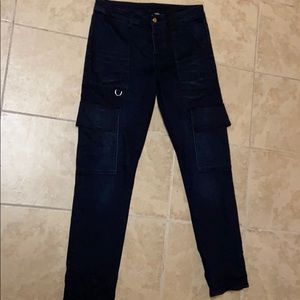 Navy Denim Cargos